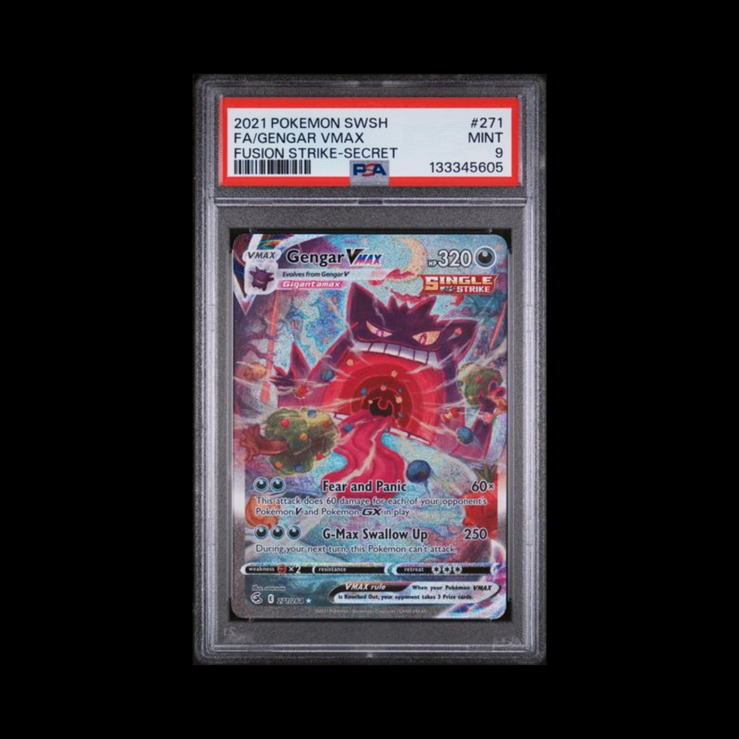 Pokemon Slab Gengar VMAX 271 PSA 9 Mint 2021