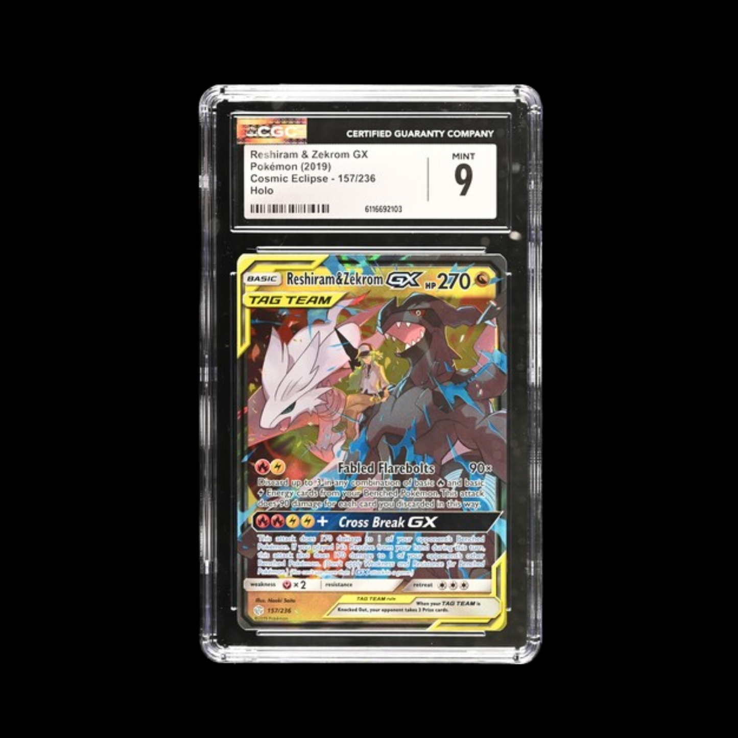 Pokemon Slab Reshiram & Zekrom Gx CGC 9 Mint 2019