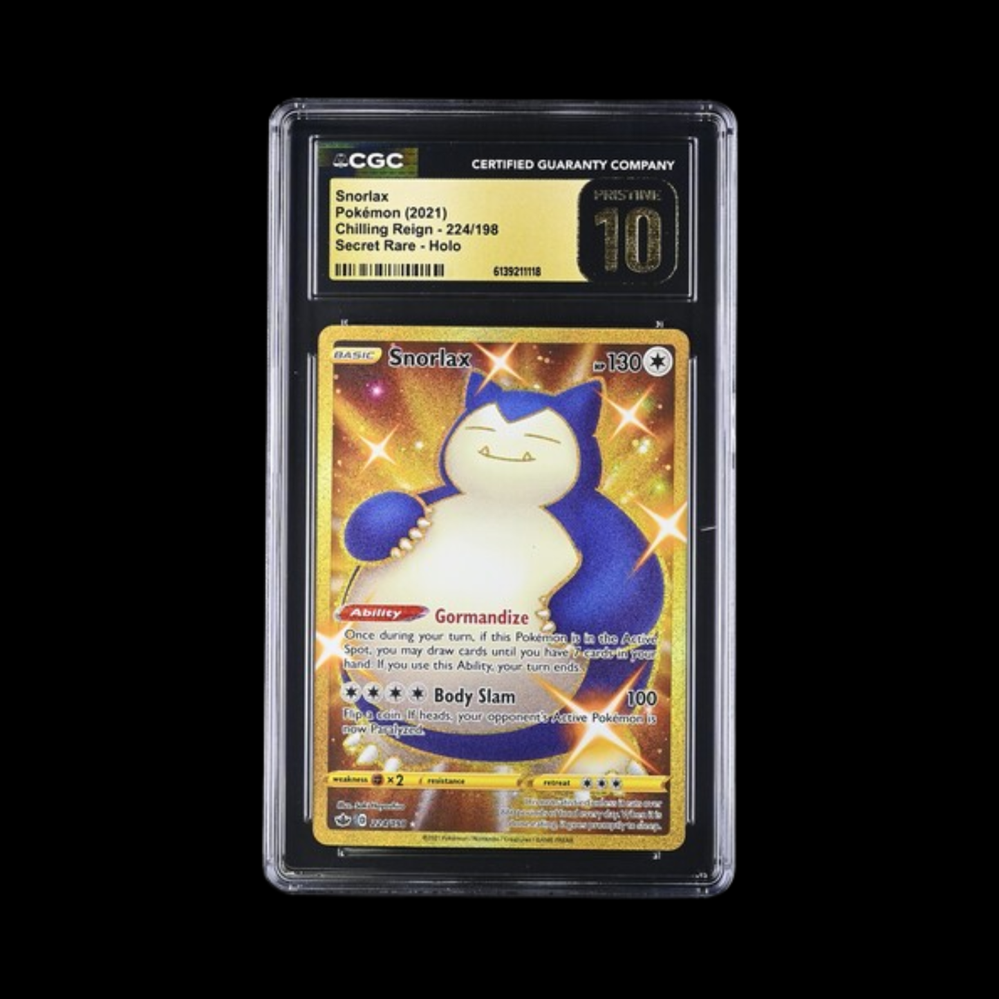 Pokemon Slab Snorlax 224/198 CGC Pristine 10 2021