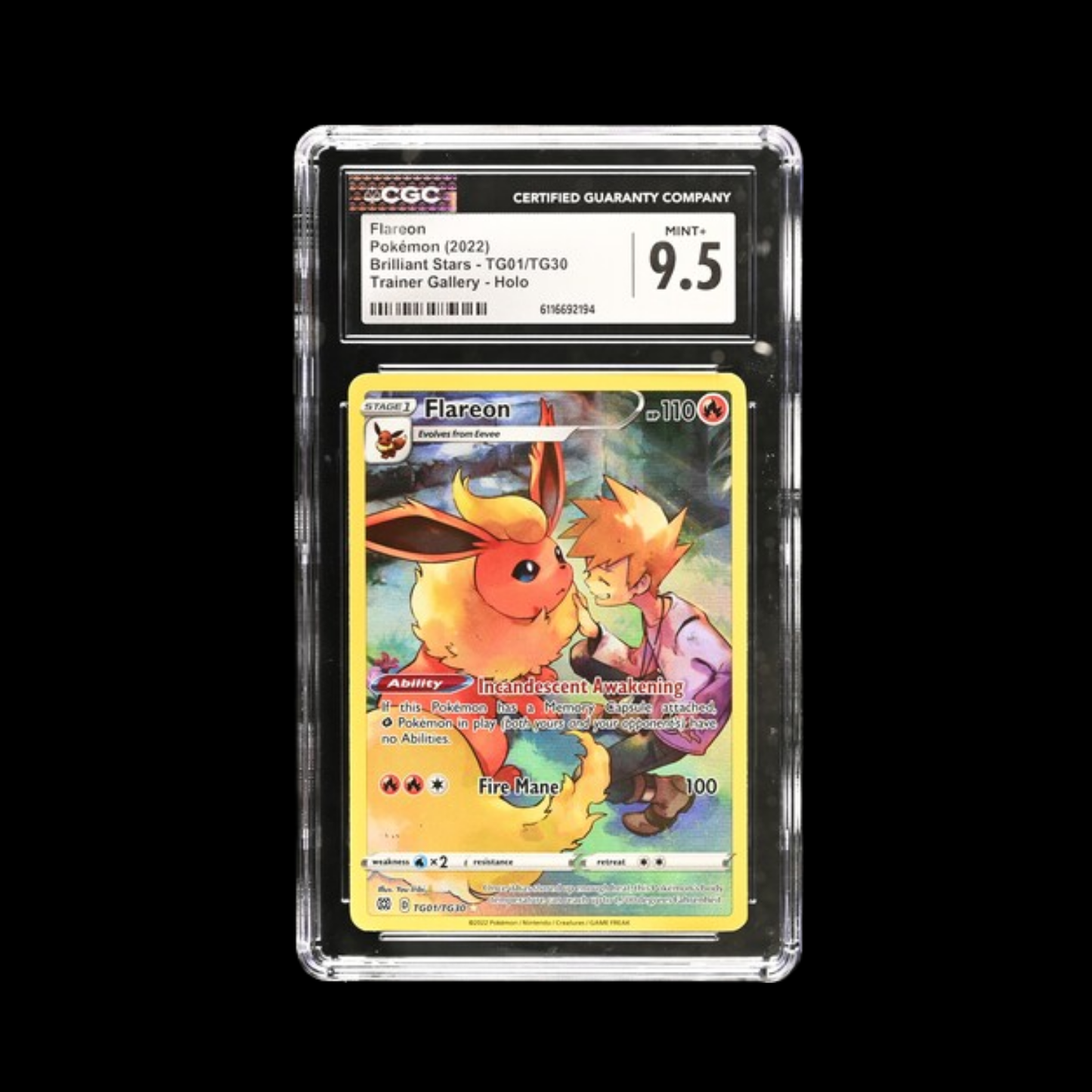 Pokemon Slab Flareon TG01 CGC 9.5 Mint+ 2022