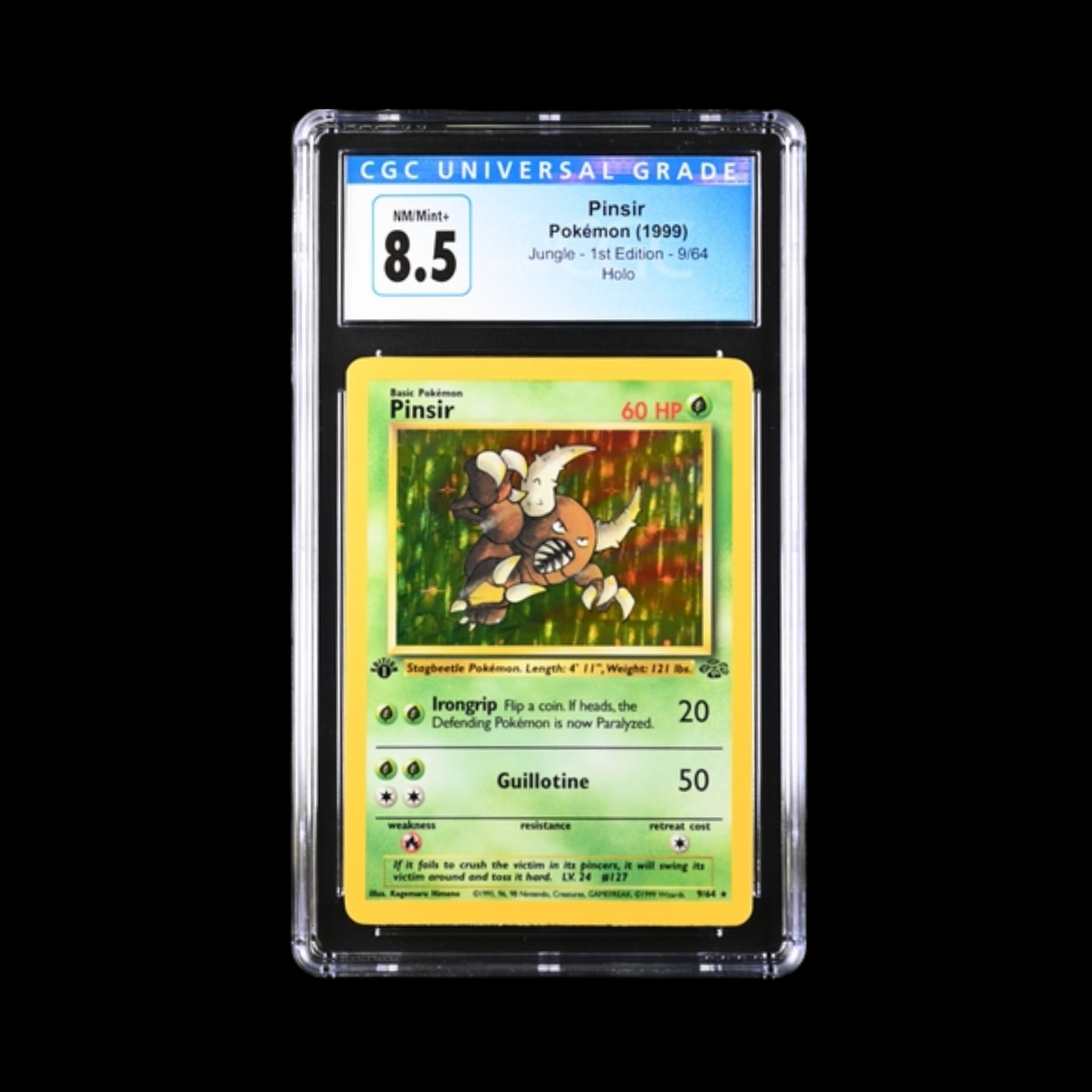Pokemon Slab Pinsir 9/64 1st Ed Holo CGC 8.5 Near Mint 1999
