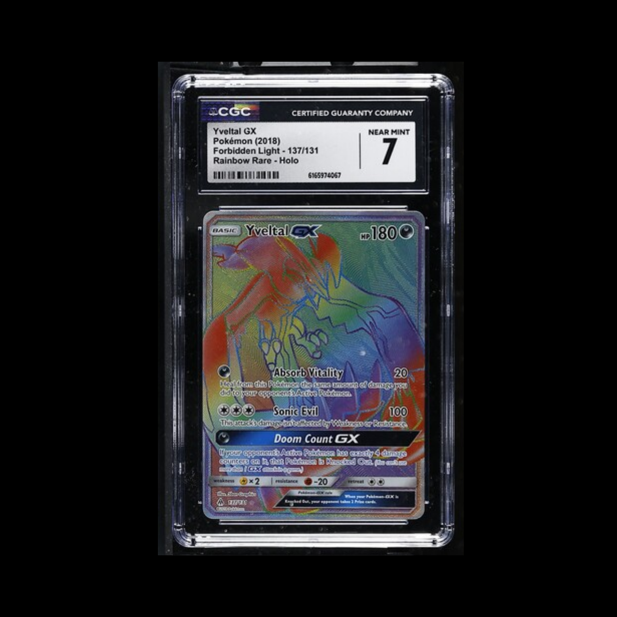 Pokemon Slab Yveltal GX 137 CGC 7 NM 2018