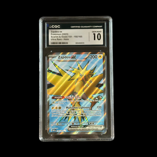 Pokemon Slab Zapdos EX 192/165 CGC 10 Gem 2023