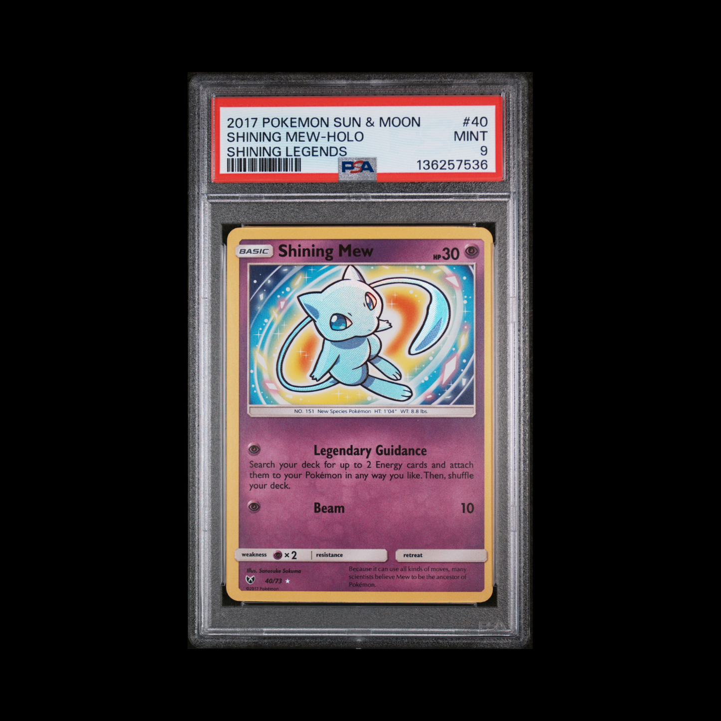 Pokemon Slab Shining Mew 40 PSA 9 Mint 2017