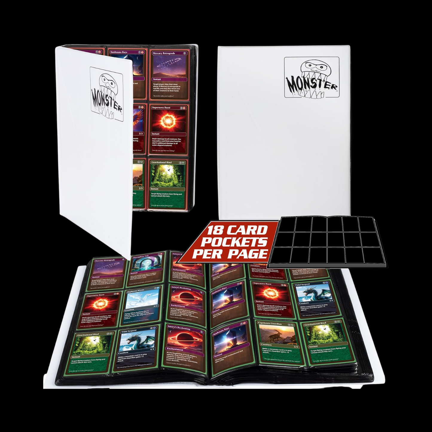 Mega Monster Binder White Matte 9 Pocket 720x Cards