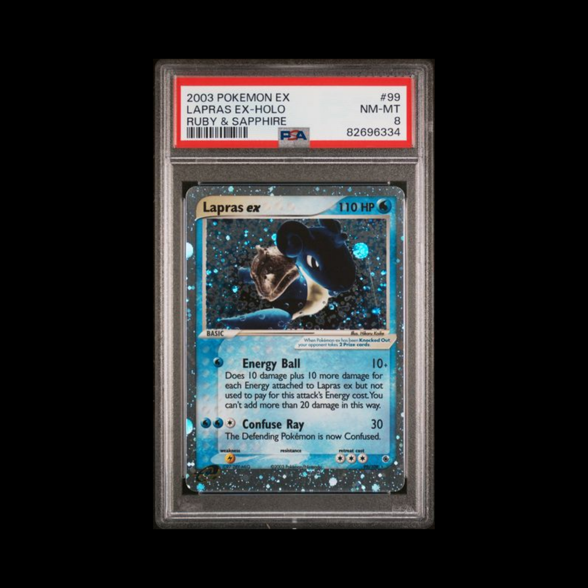Pokemon Slab Lapras EX Holo 99 PSA 8 Near Mint 2003