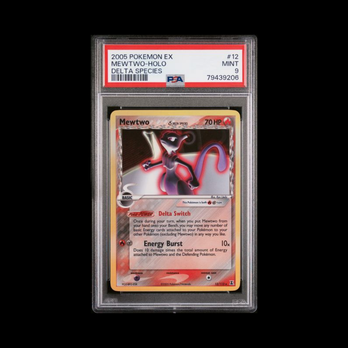 Pokemon Slab Mewtwo 12/113 Holo PSA 9 Mint 2005