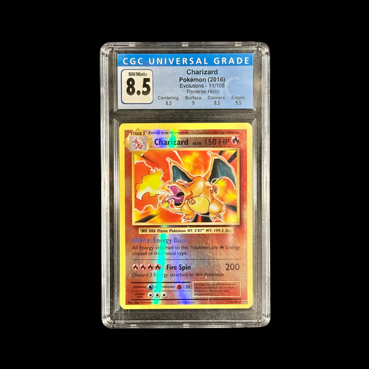 Pokemon Slab Charizard 11/108 Reverse Holo CGC 8.5 NM+ 2016