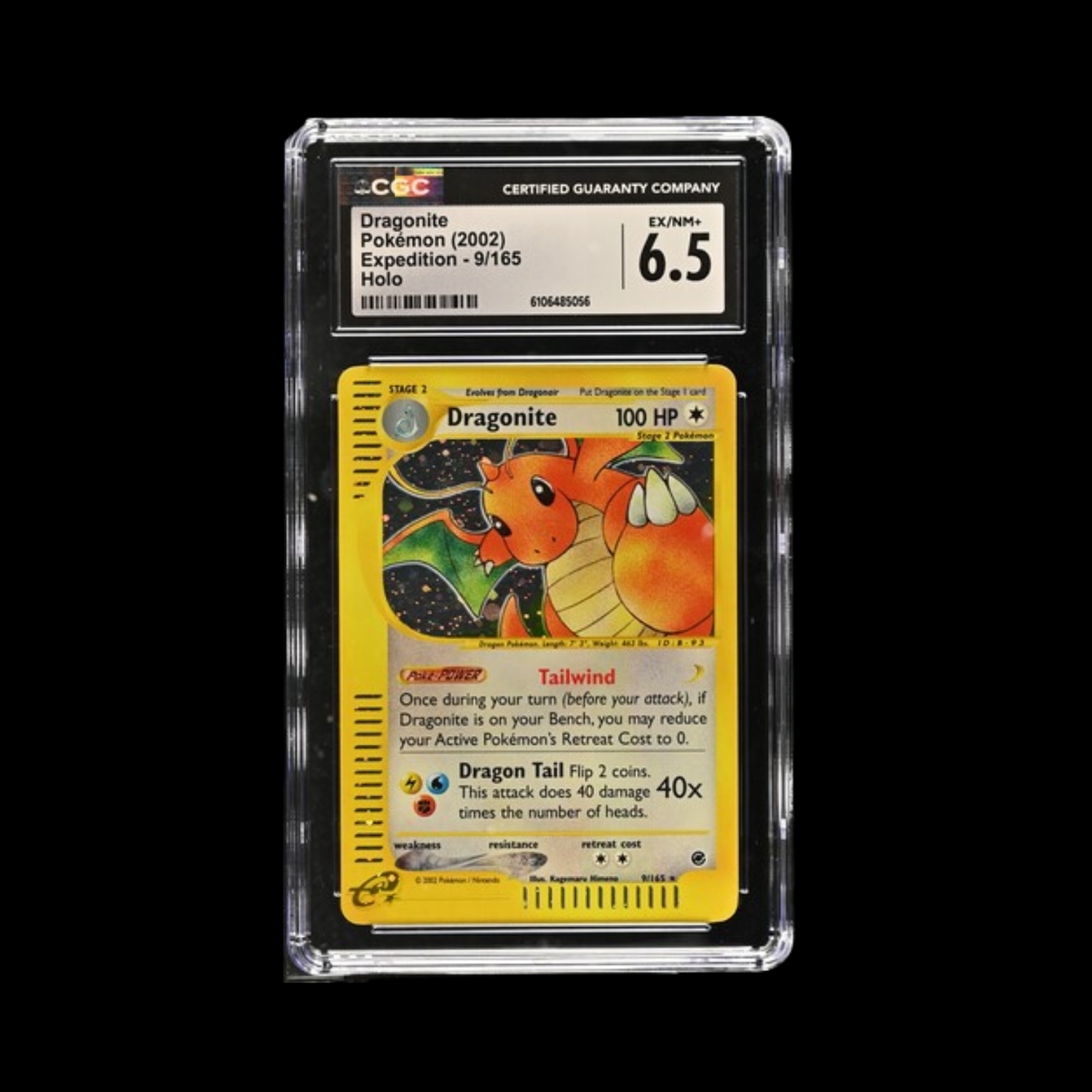 Pokemon Slab Dragonite Holo 9 2002 CGC 6.5 Ezx/Nm+