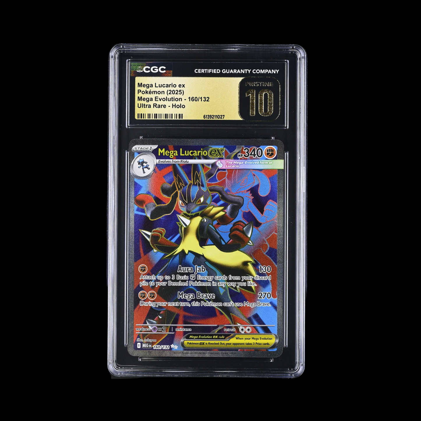 Pokemon Slab Mega Lucario 160 CGC Pristine 10 2025