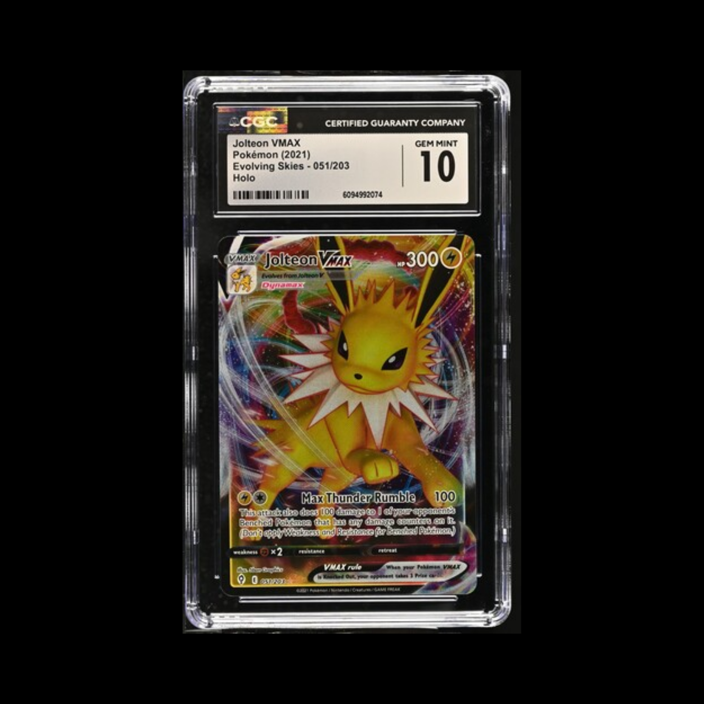 Pokemon Slab Jolteon Vmax 051 CGC 10 Gem 2021
