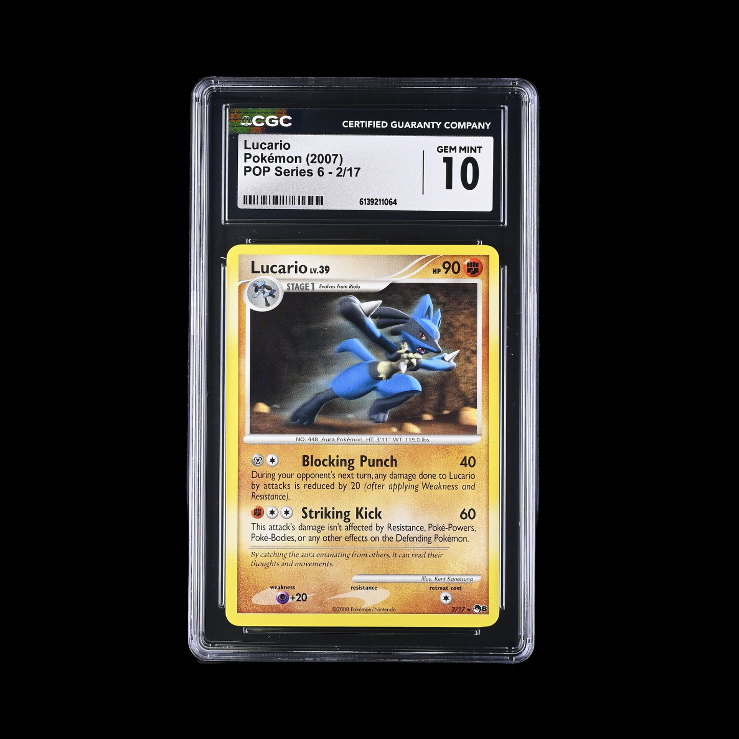 Pokemon Slab Lucario 2/17 CGC 10 Gem 2007