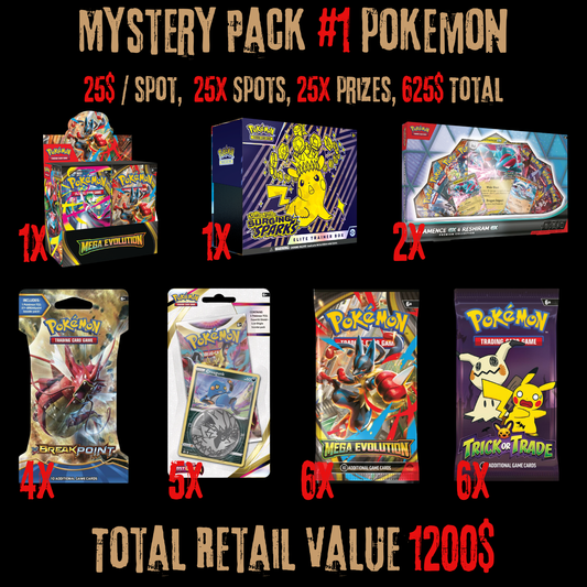 Paquets Mystère Pokémon #1, 25$/Place, 25x Prix, Bonus de 325$. 5 Novembre, 18h15
