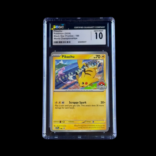 Pokemon Slab Pikachu World Championships 190/BSP CGC 10 Gem 2024