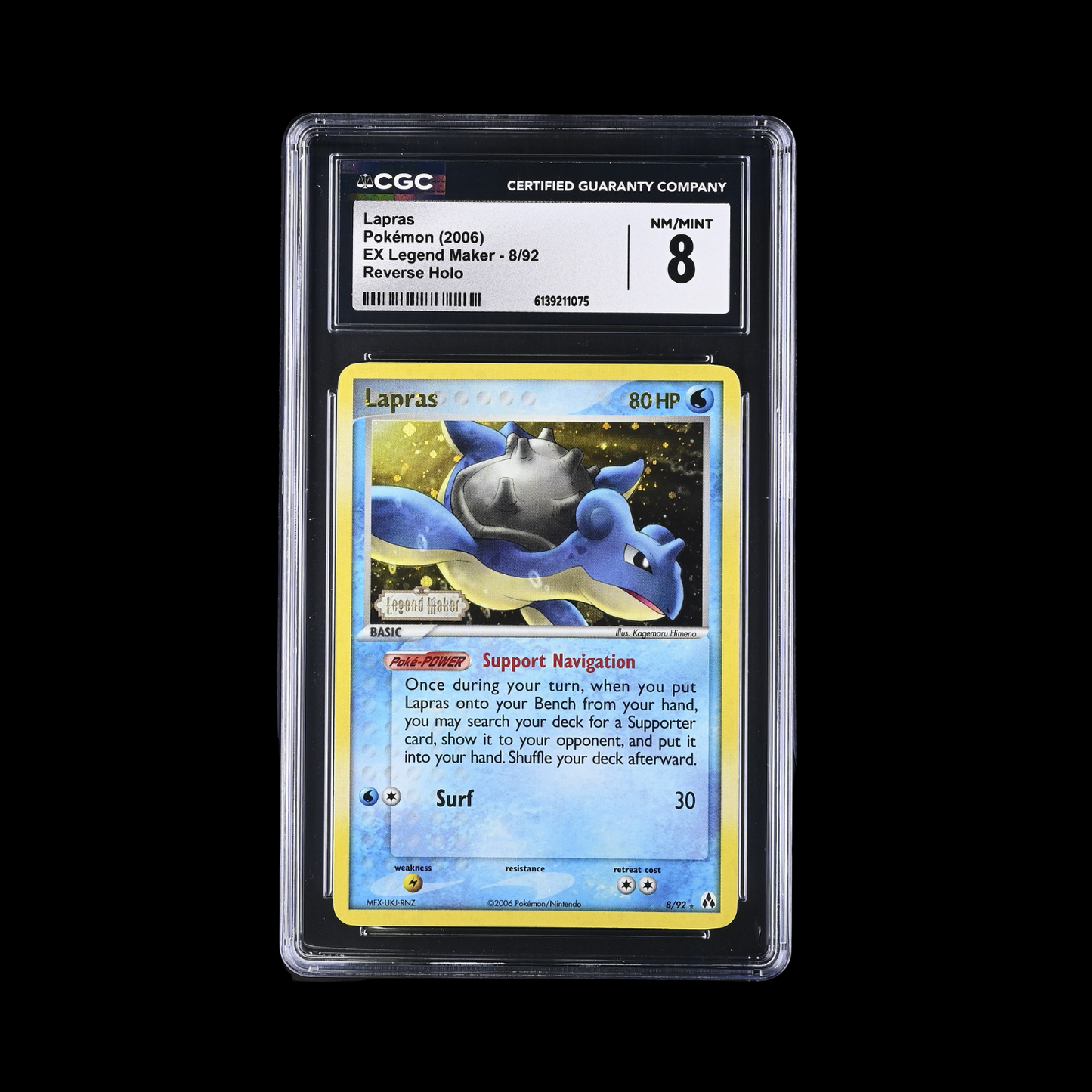 Pokemon Slab Lapras 8 Reverse Holo CGC 8 Near Mint 2006