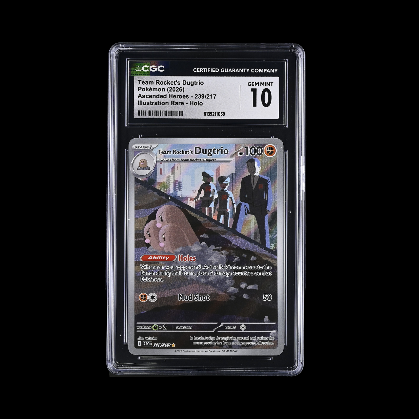 Pokemon Slab Team Rocket's Dugtrio 239 CGC 10 Gem 2026