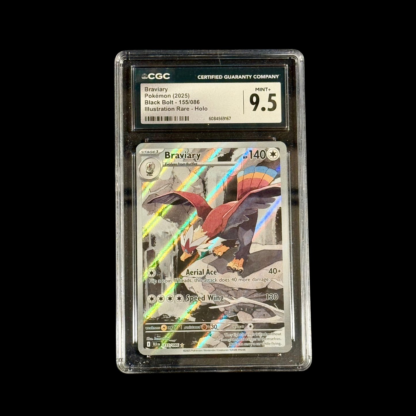 Pokemon Slab Braviary 155/086 CGC 9.5 NM 2025