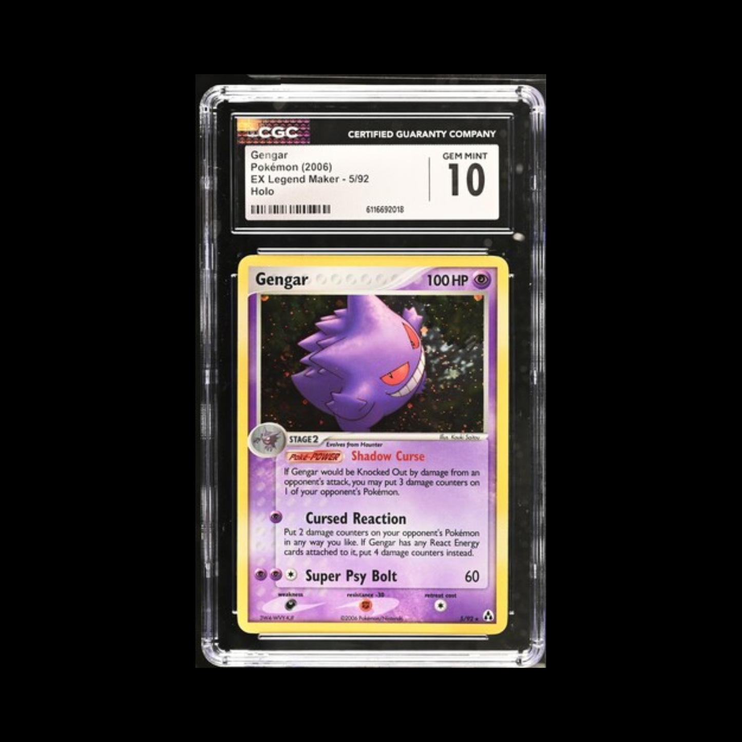 Pokemon Slab Gengar 5/92 Holo CGC 10 Gem 2006
