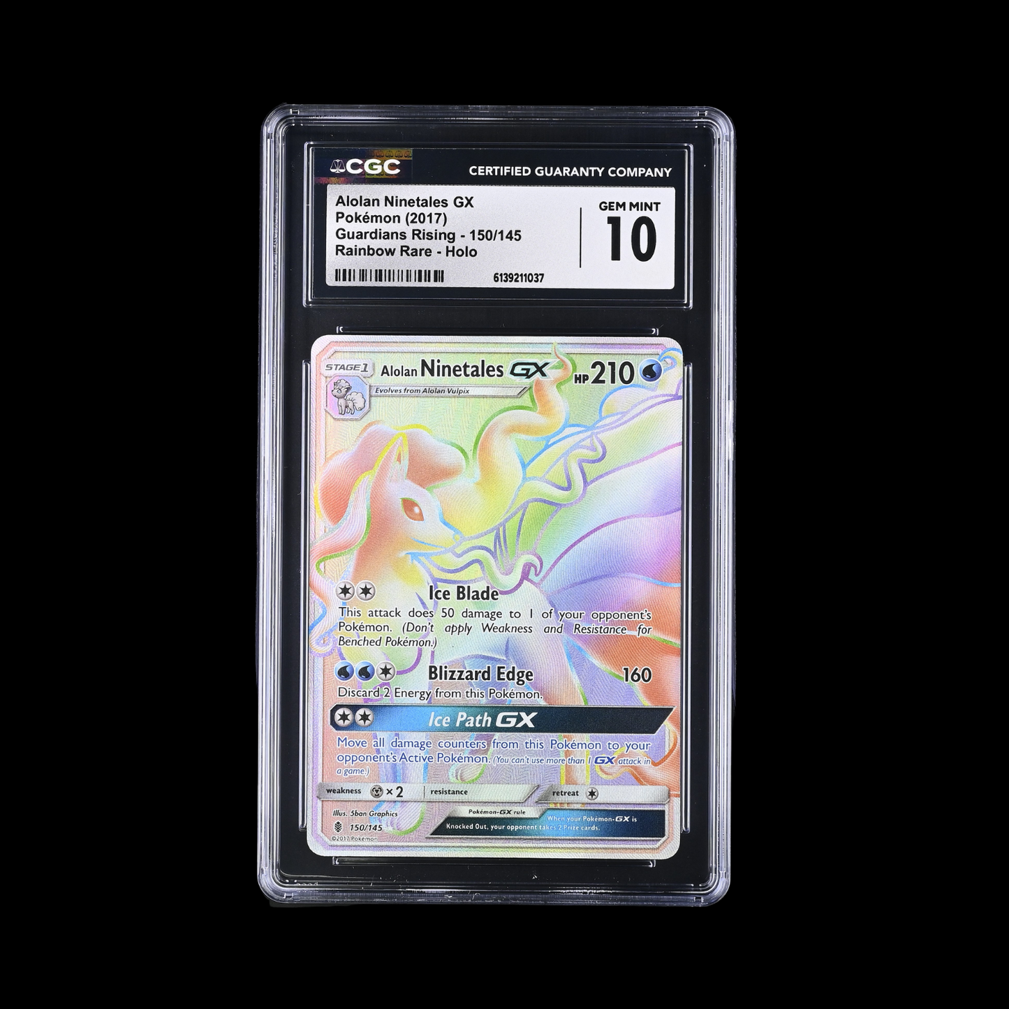 Pokemon Slab Alolan Ninetales GX 150 CGC 10 Gem 2017