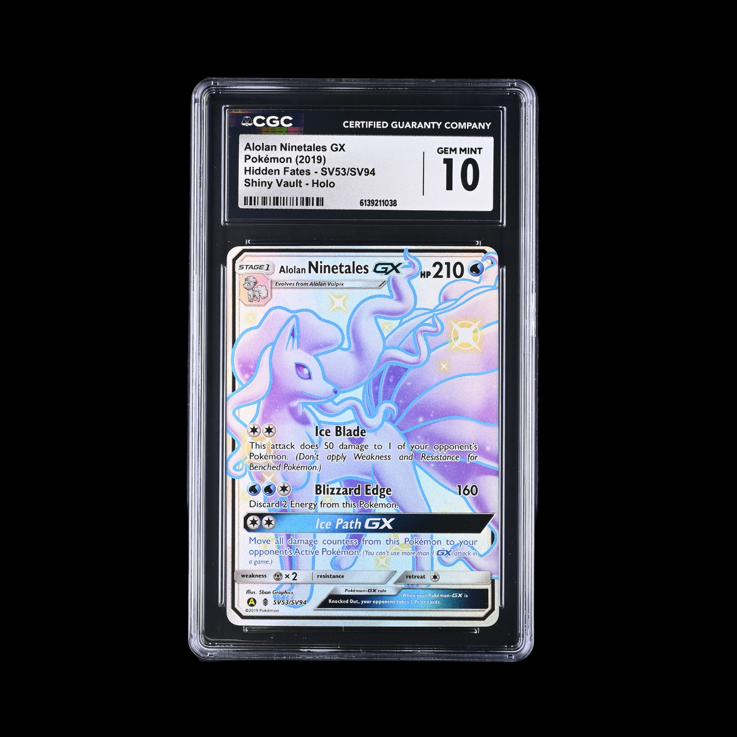 Pokemon Slab Alolan Nintetales GX SV53 CGC 10 Gem 2019