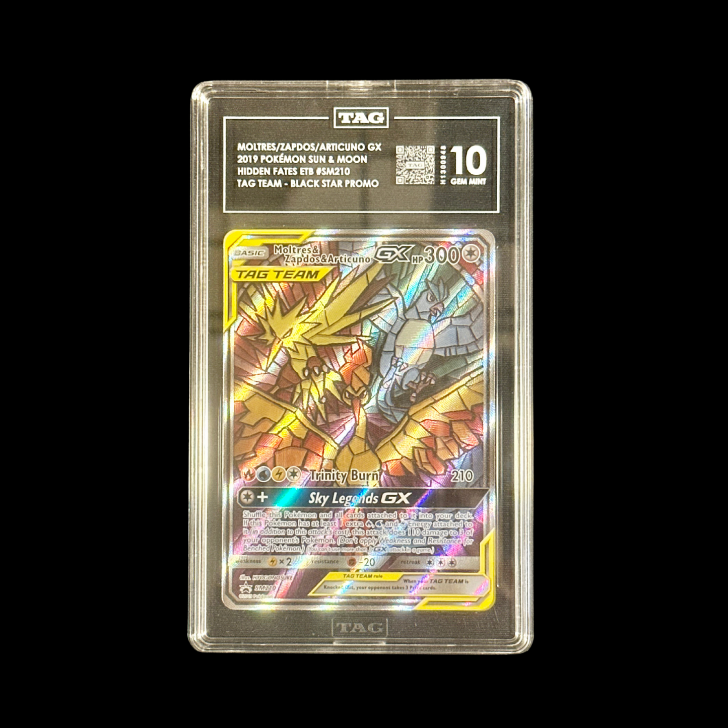 Pokemon Slab Moltres & Zapdos & Articuno GX SM210 Tag 10 Gem 2019