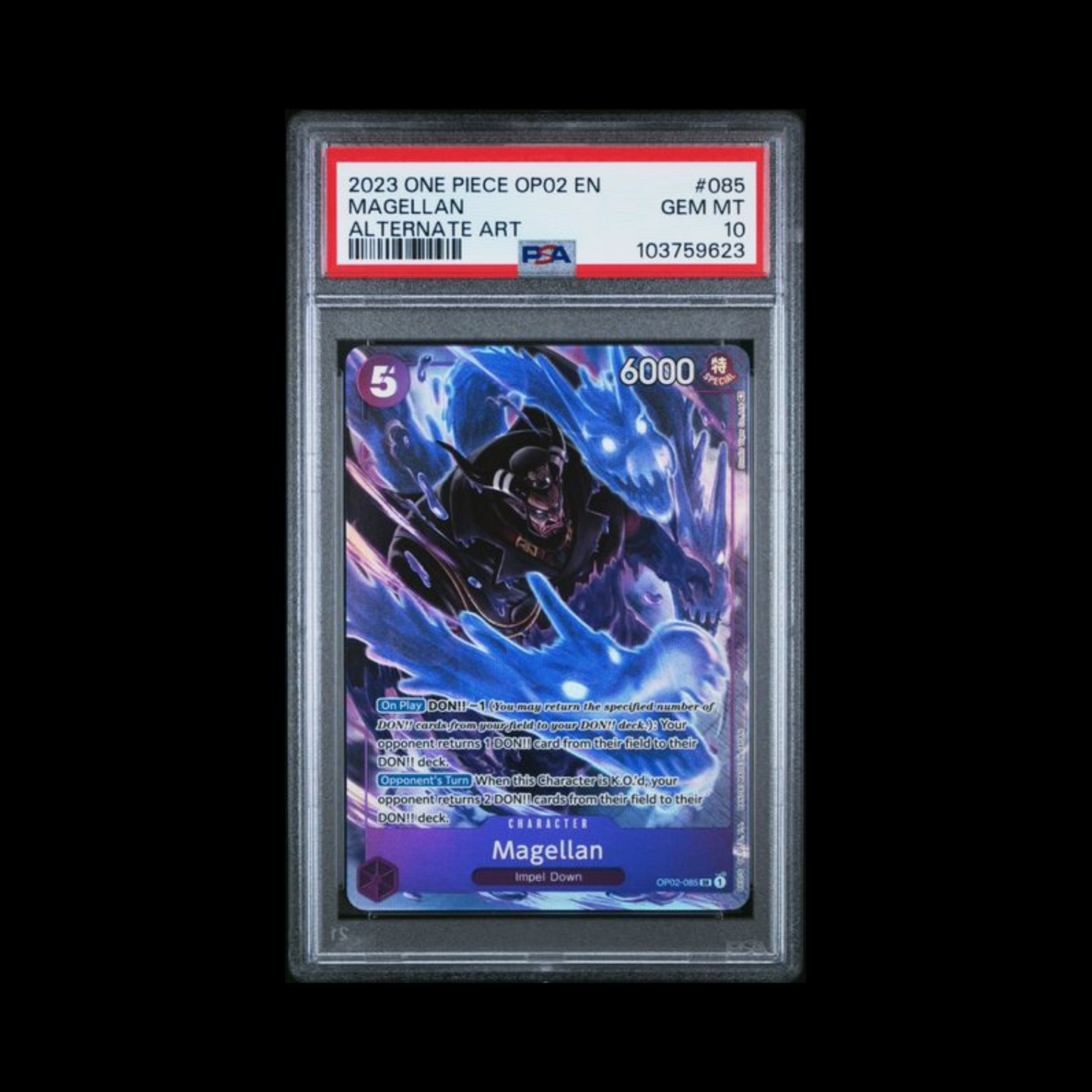 One Piece Slab Magellan OP02-085 PSA 10 Gem 2023