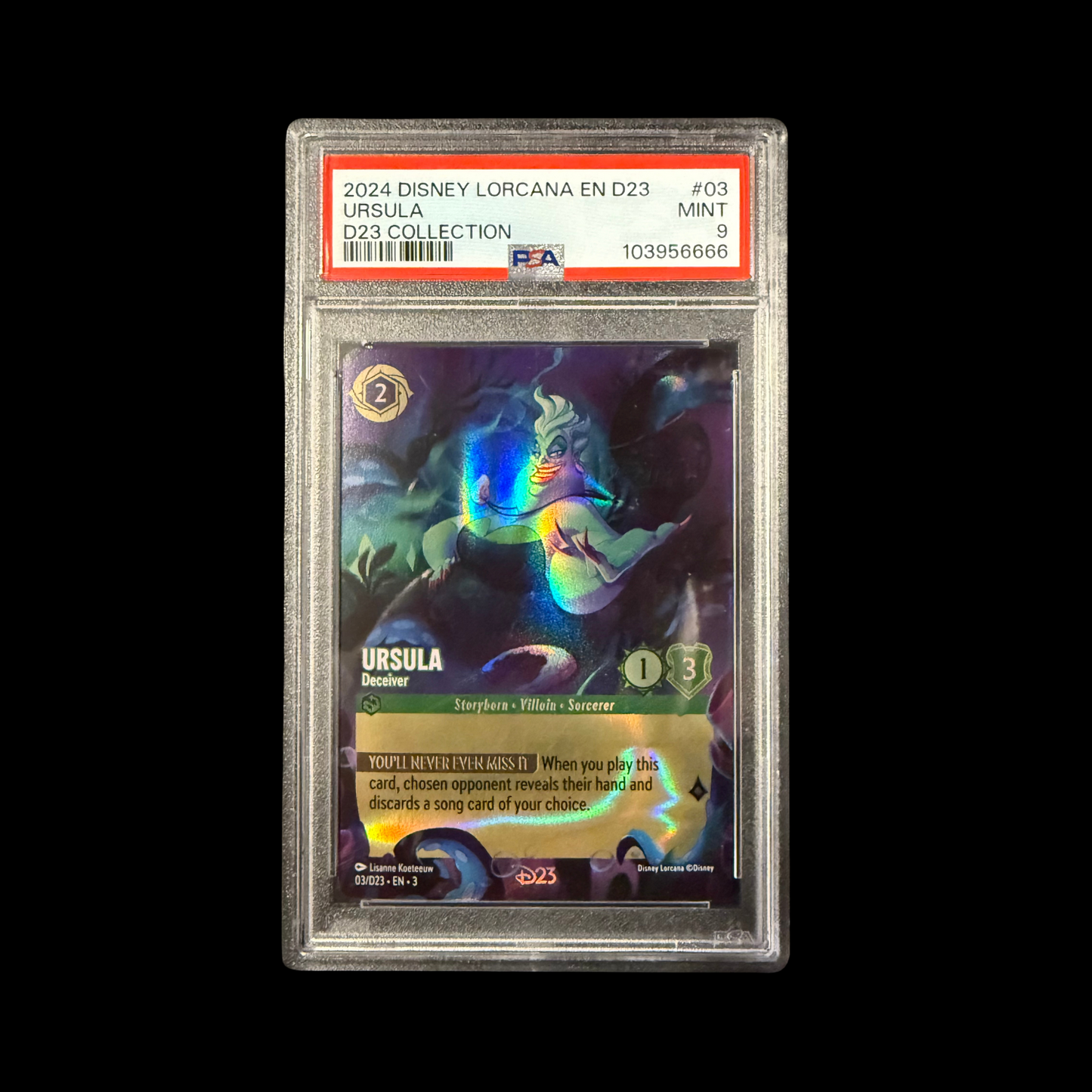 Disney Lorcana Slab Ursula 03/D23 Foil PSA 9 Mint 2024