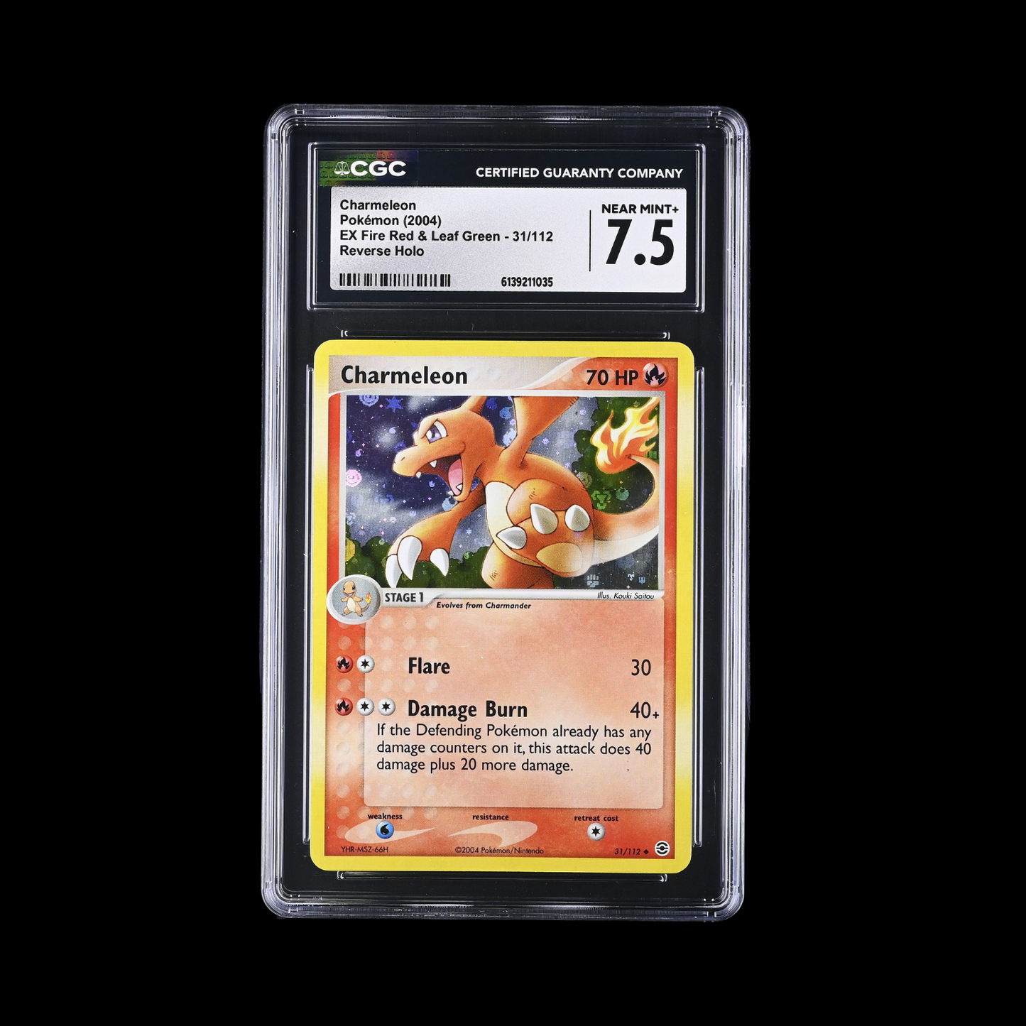 Pokemon Slab Charmeleon 31 Reverse Holo CGC 7.5 Near Mint+ 2004