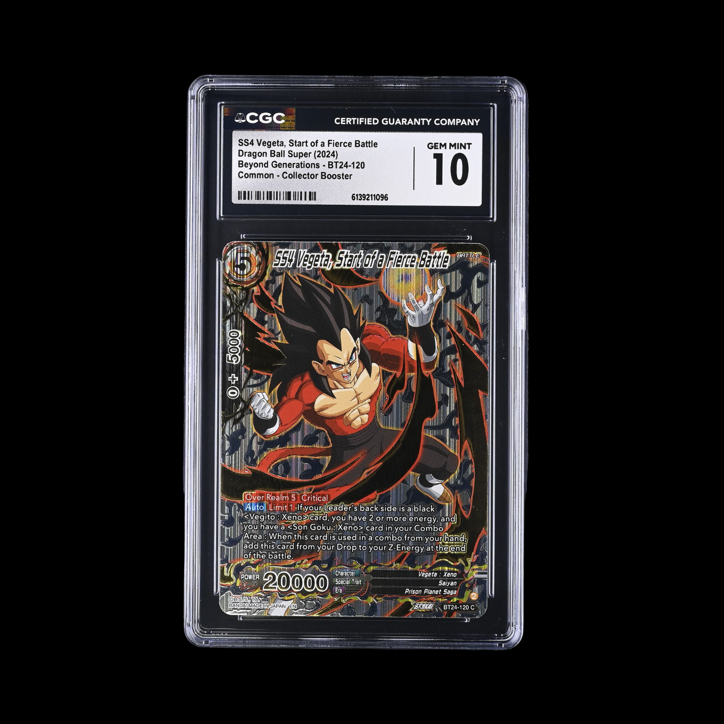 Dragon Ball Super Masters Slab SS4 Vegeta BT24-120 CGC 10 Gem 2024