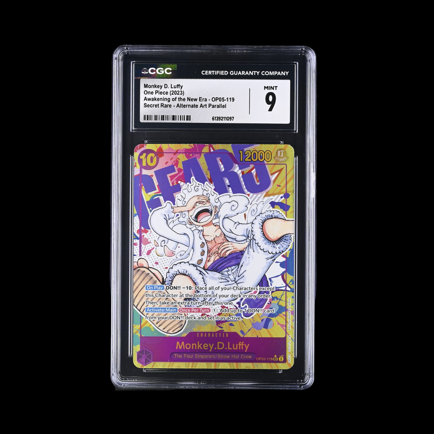 One Piece Slab Monkey D. Luffy OP05-119 Alt Art CGC 9 Mint 2023