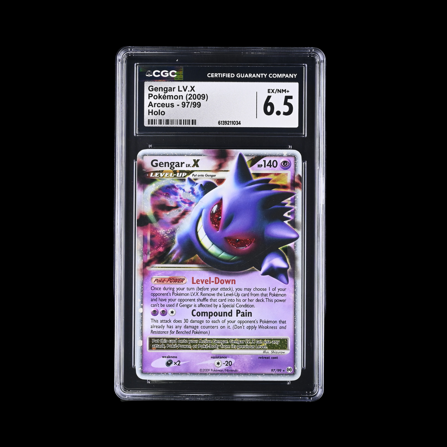 Pokemon Slab Gengar 97/99 Holo CGC 6.5 EX-MT 2009