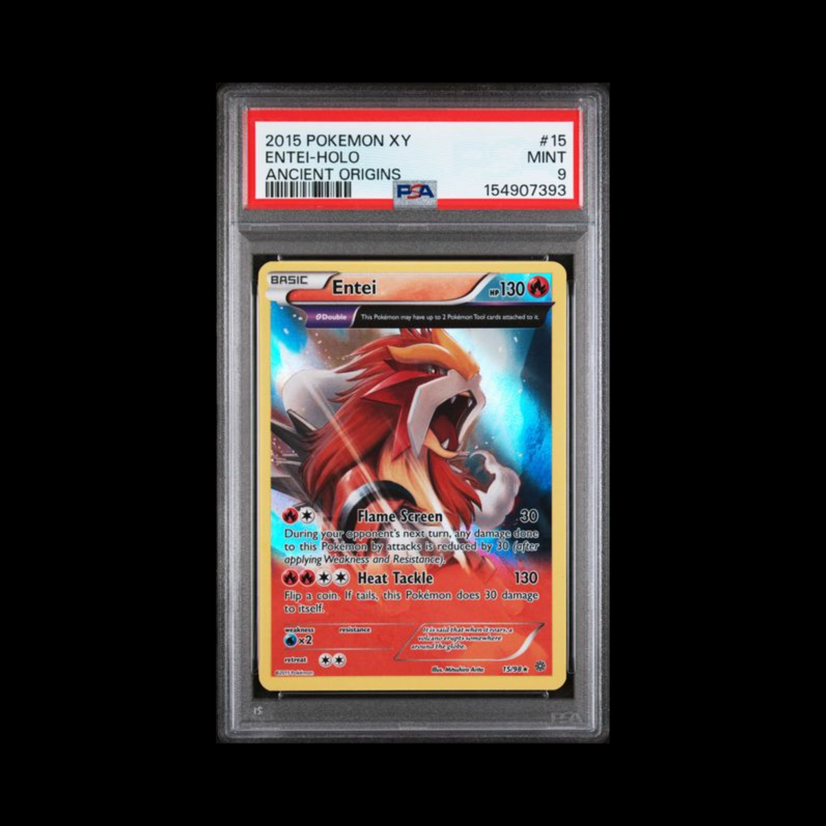 Pokemon Slab Entei 15 Holo PSA 9 Mint 2015