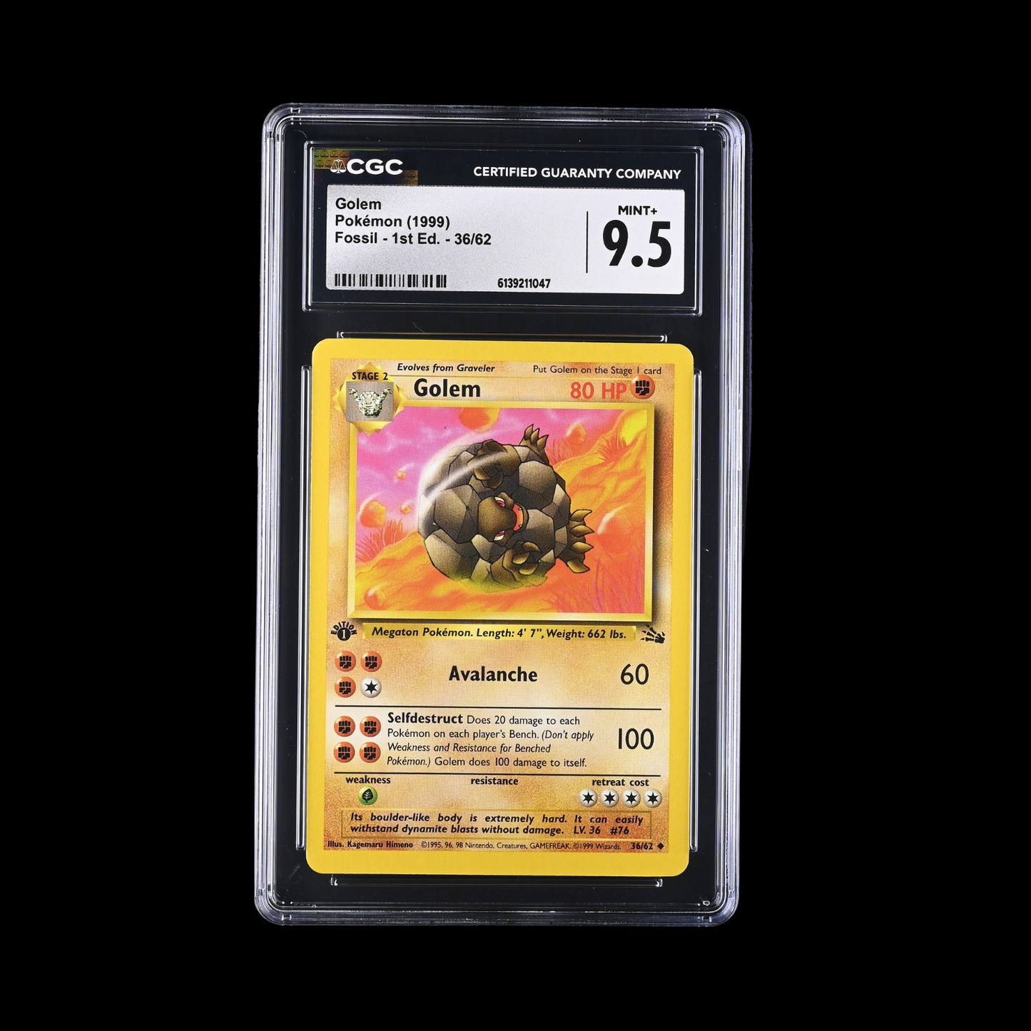 Pokemon Slab Golem 36 1st Ed CGC 9.5 Mint+ 1999