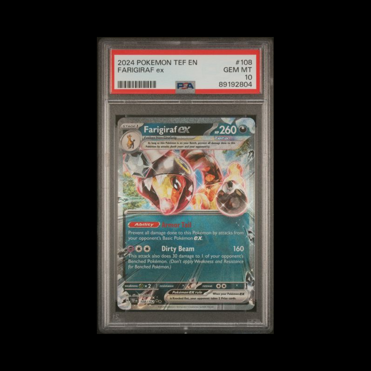 Pokemon Slab Farigiraf 108 PSA 10 Gem 2024