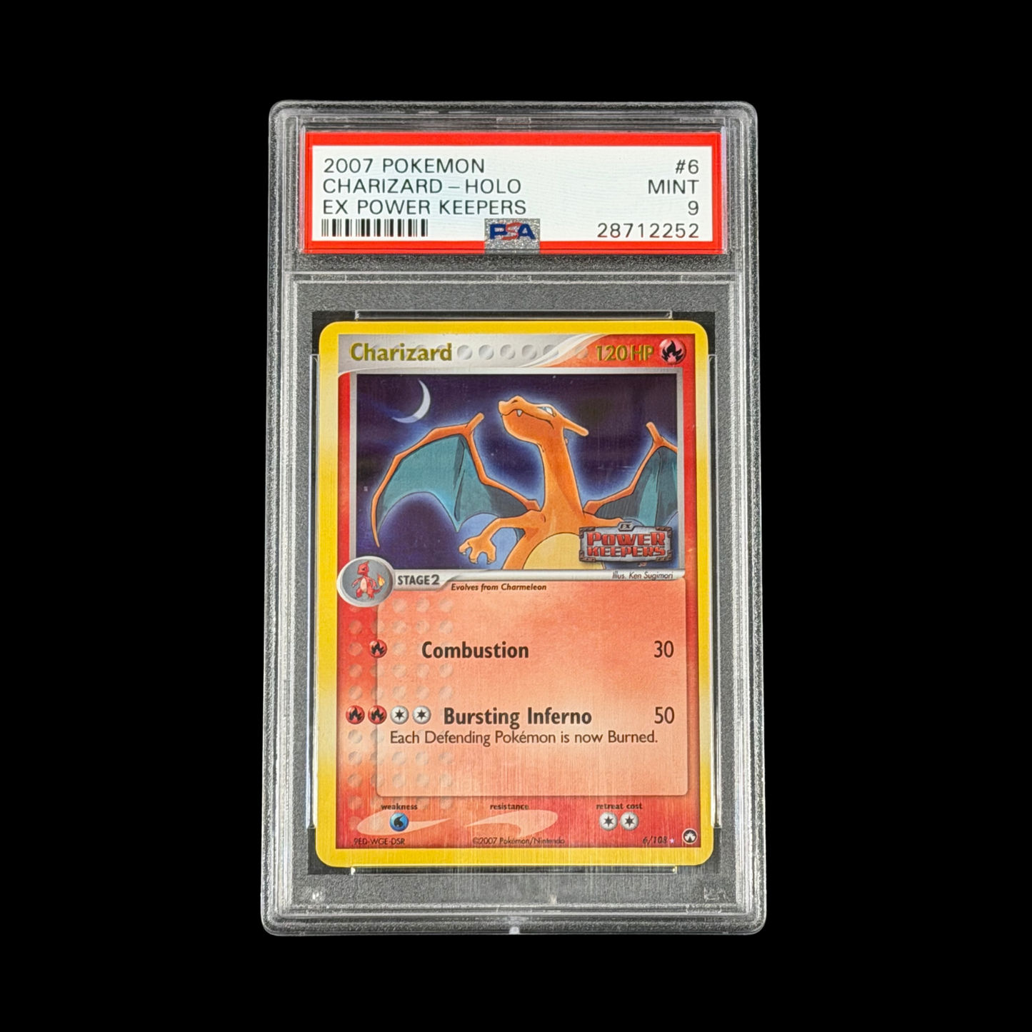 Pokemon Slab Charizard 6/108 Reverse Holo PSA 9 Mint 2007
