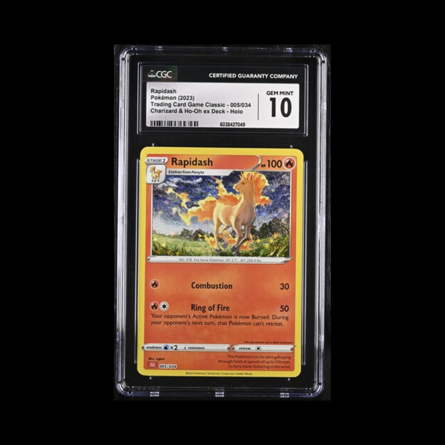 Pokemon Slab Rapidash 005 CGC 10 Gem 2023