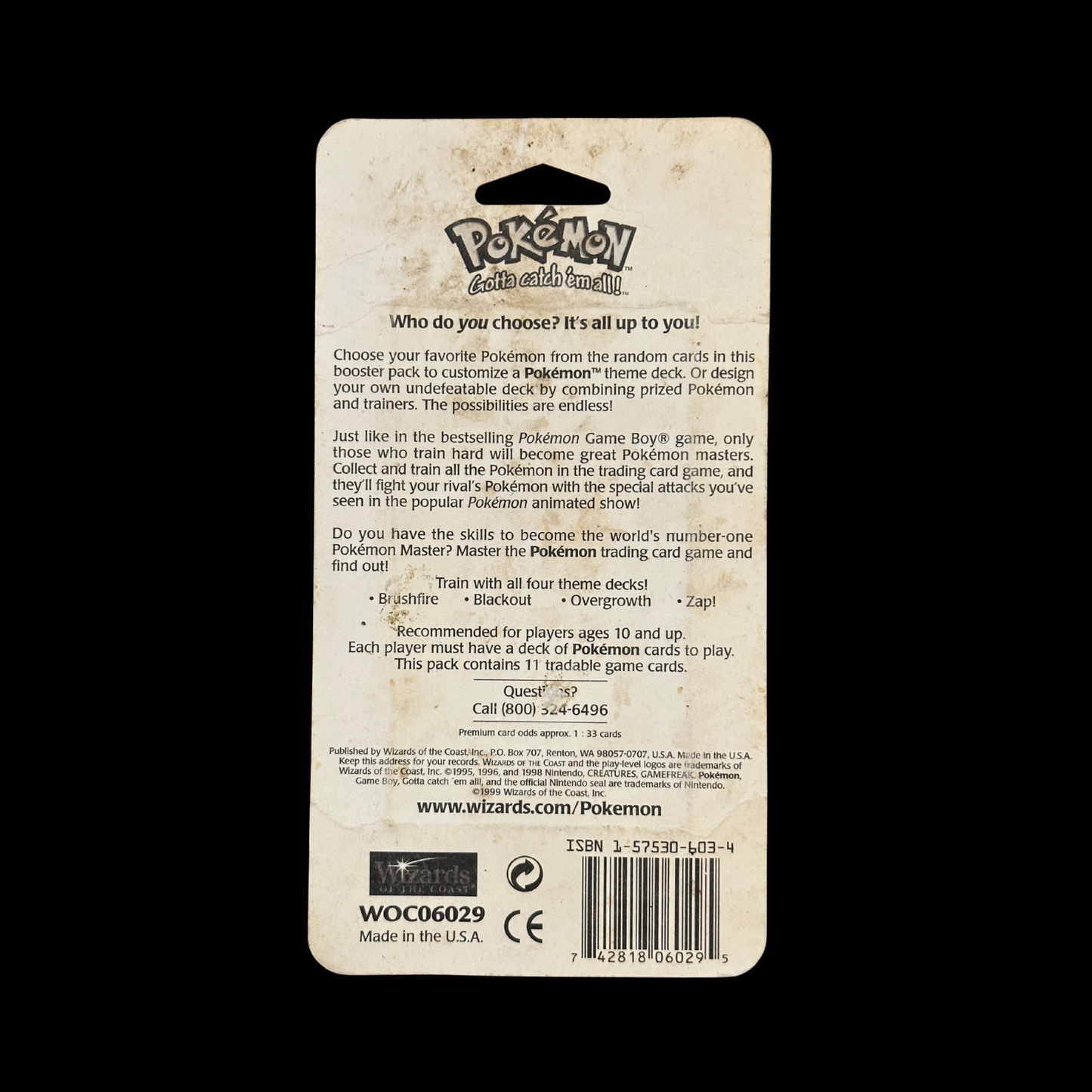 Pokemon Blastoise Base Set Unlimited Blister Pack 1999