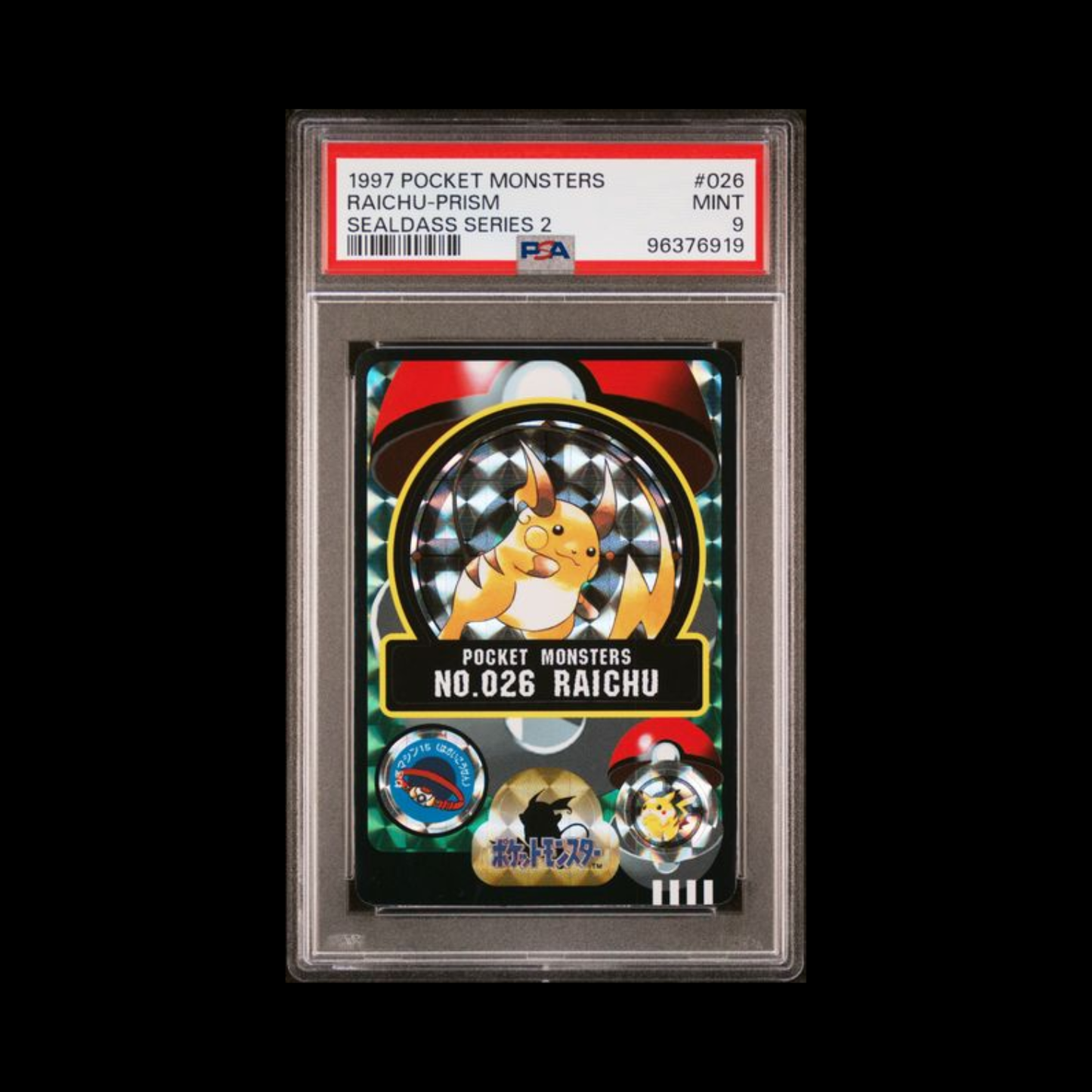 Pokemon JP Slab Raichu Prism 026 PSA 9 Mint 1997