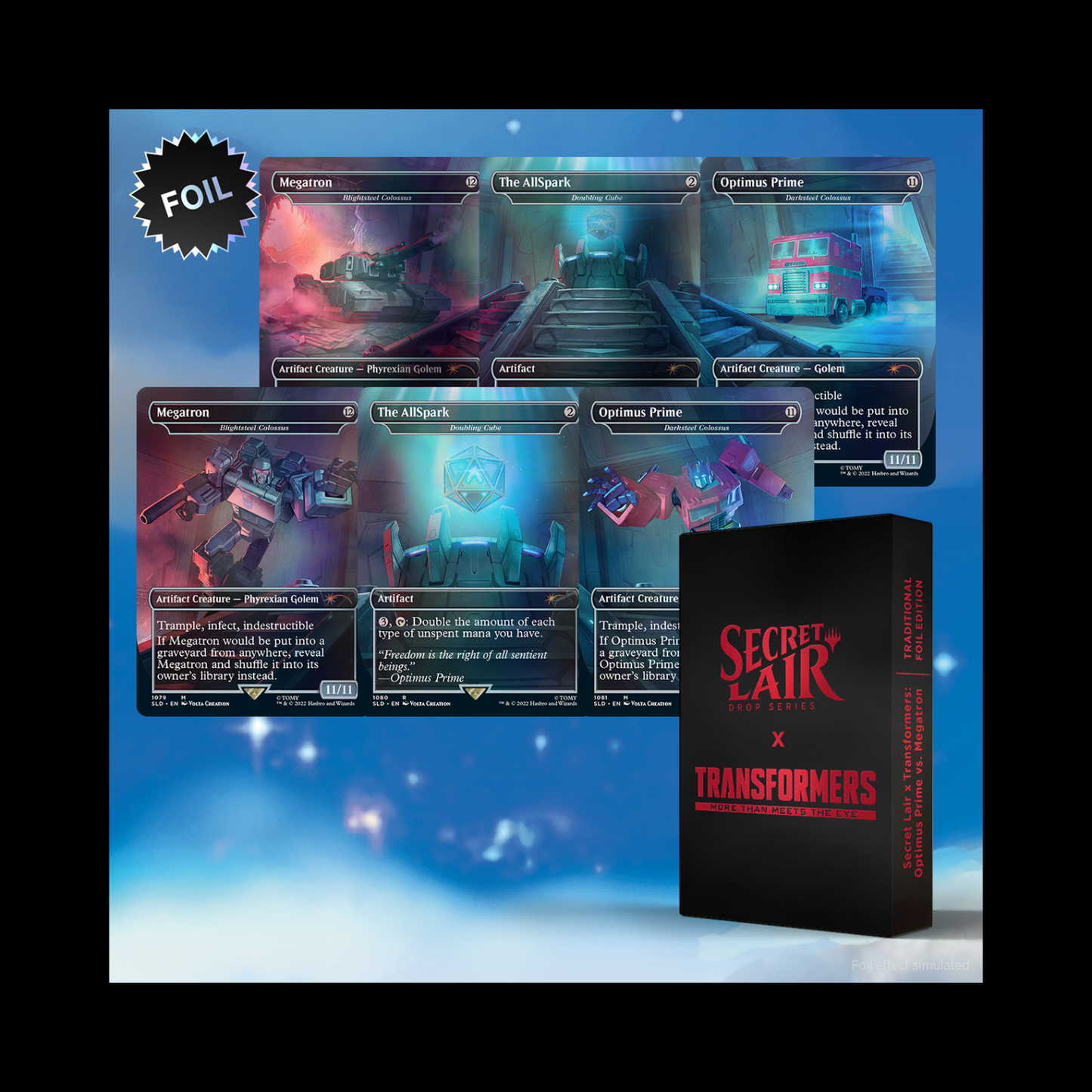 MTG Magic The Gathering Secret Lair Transformers Optimus Prime VS Megatron Foil Edition Sealed