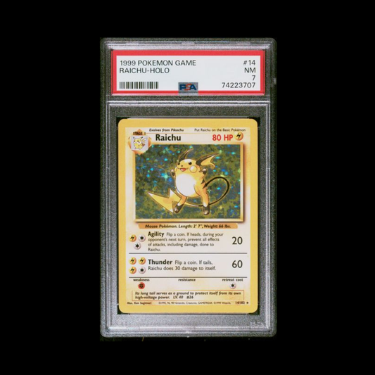 Pokemon Slab Raichu 14/102 Holo PSA 7 NM 1999