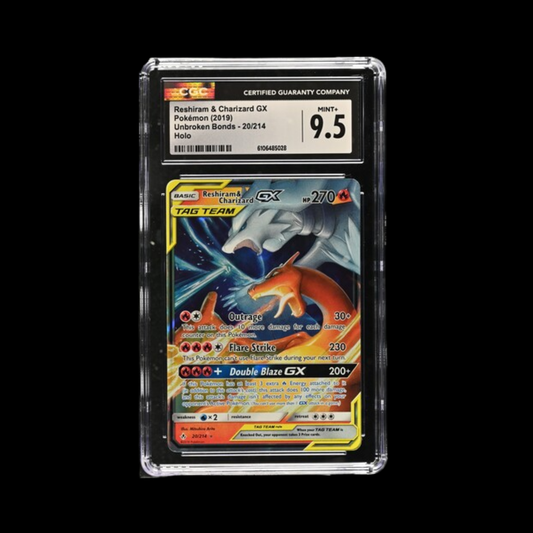 Pokemon Slab Reshiram & Charizard GX 20 2019 CGC 9.5+