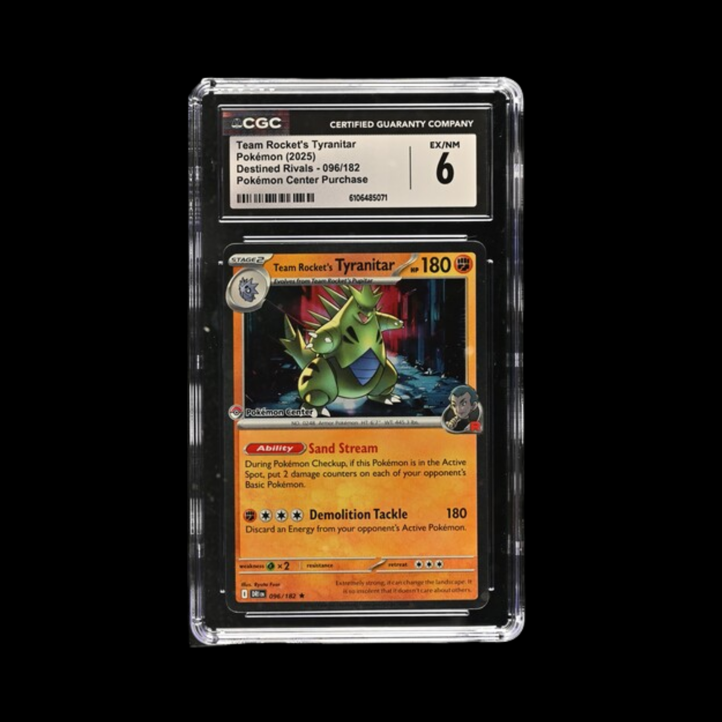 Pokemon Slab Tyranitar 096 Pokemon Center CGC 6 EX-NM 2025