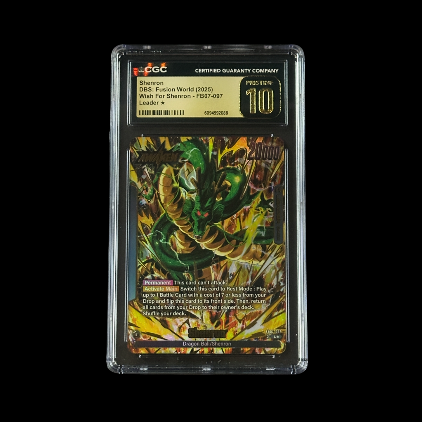 Dragon Ball Super Fusion World Slab Shenron FB07-097 CGC Pristine 10 2025