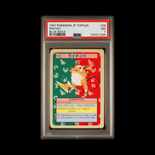 Pokemon JP Slab Raichu 026 Topsun Blue Black PSA 7 NM 1997