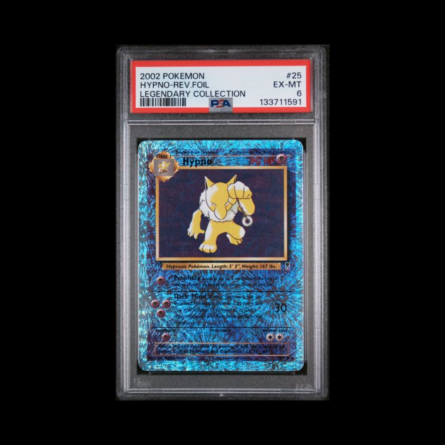 Pokemon Slab Hypno 25 Reverse Holo PSA 6 EX-MT 2002