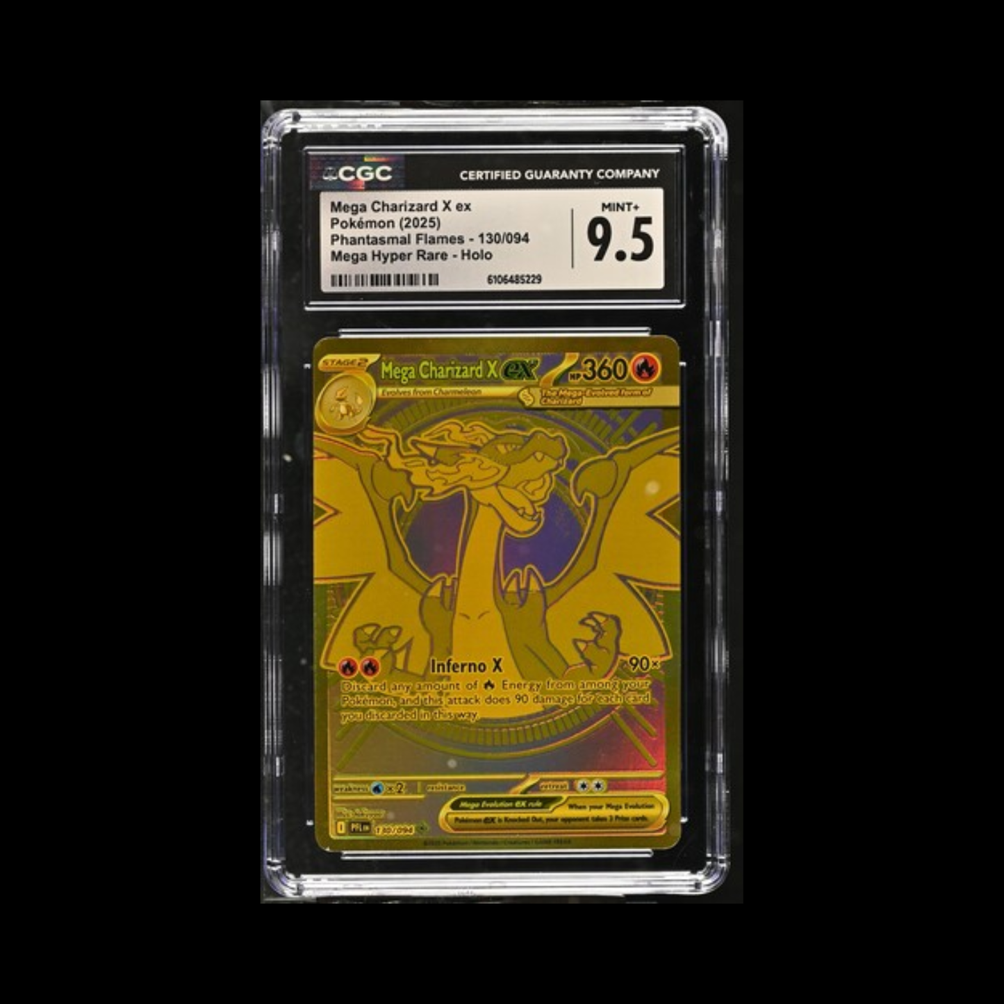 Pokemon Slab Mega Charizard X EX 130 CGC 9.5 Mint+ 2025