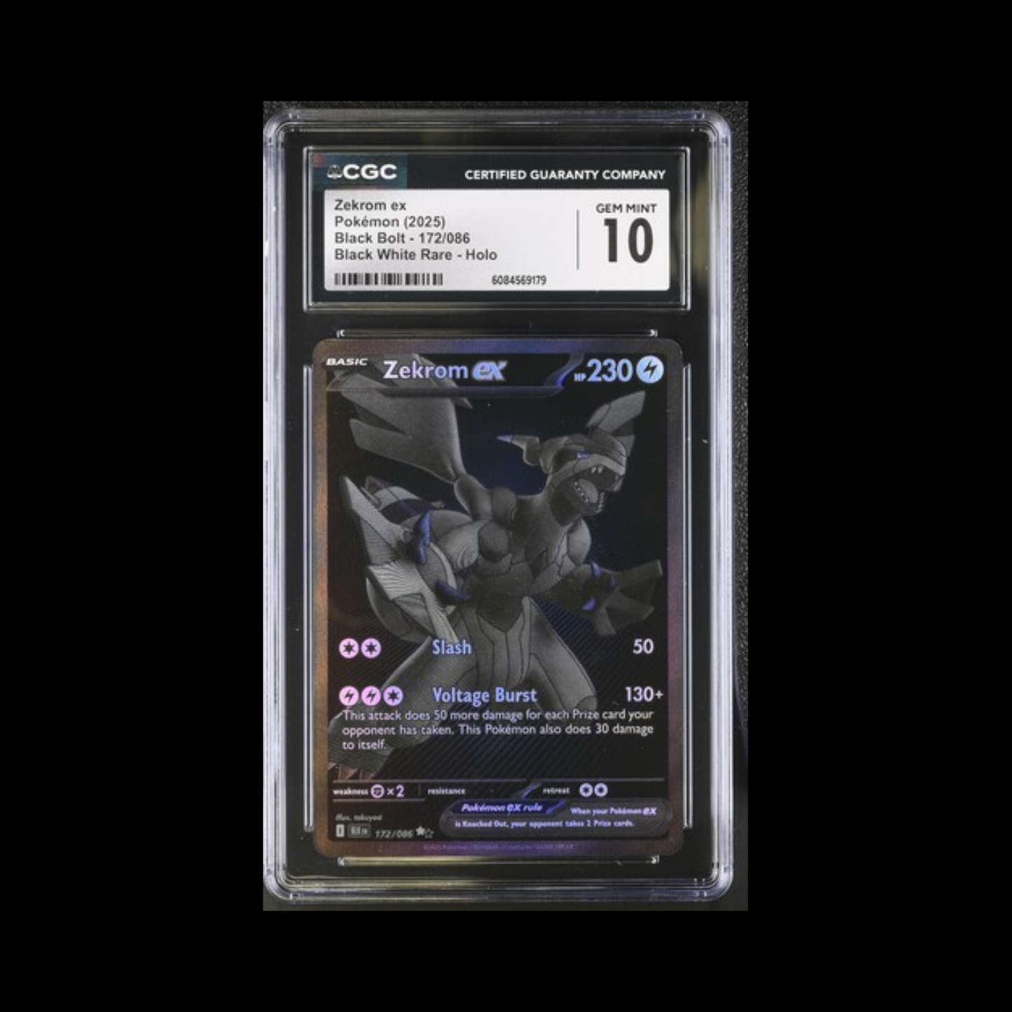 Pokemon Slab Zekrom EX 172 CGC 10 Gem 2025