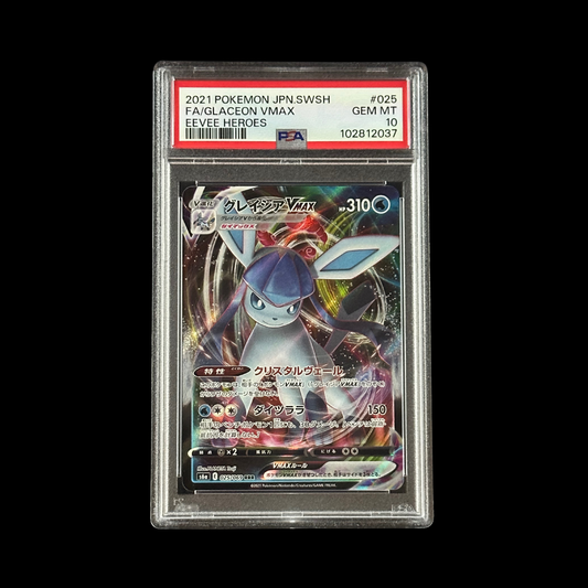 Pokemon JP Slab Glaceon VMAX Eevee Heroes Full Art Holo 025/069 PSA 10 Gem 2021