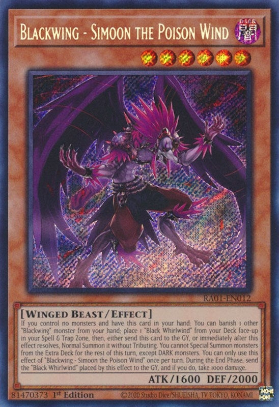 Blackwing - Simoon the Poison Wind (Secret Rare) (RA01-EN012) (RA01)