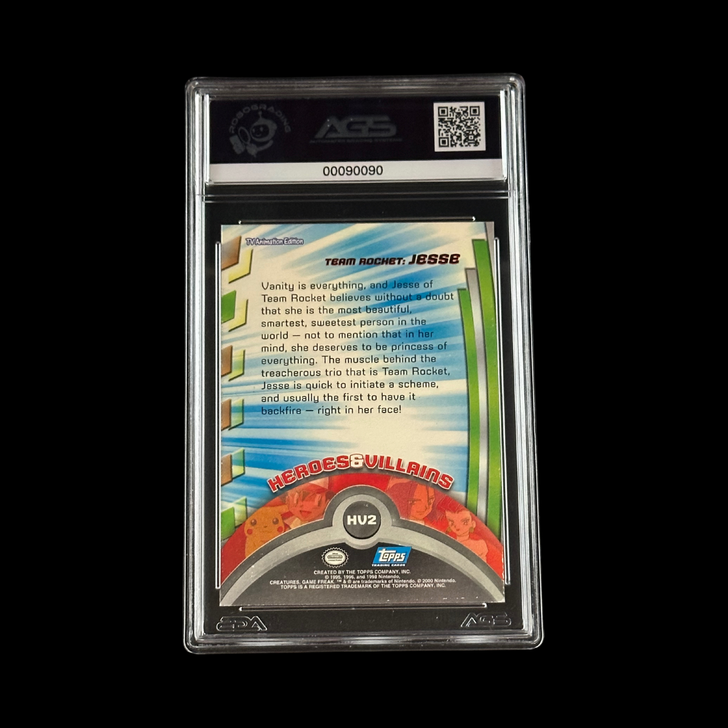 Pokemon Slab Team Rocket Jesse Topps HV2 AGS 8.5 NM 2000